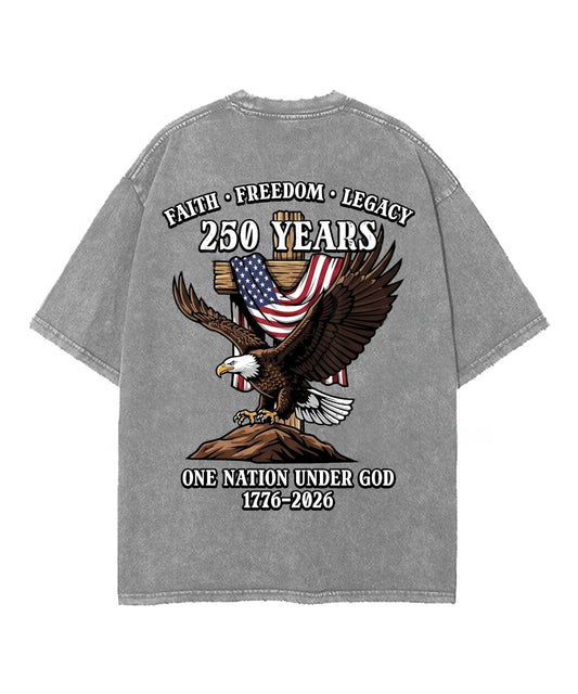 250 Years America Anniversary Double Sided Unisex Washed Christian T-shirt