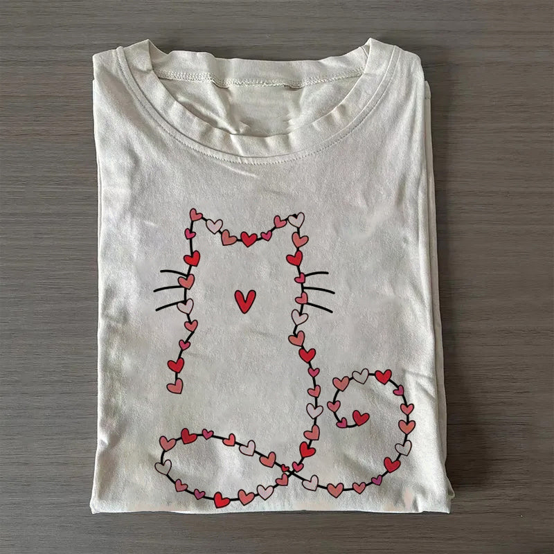 Cute Cat Heart Valentines T-shirt