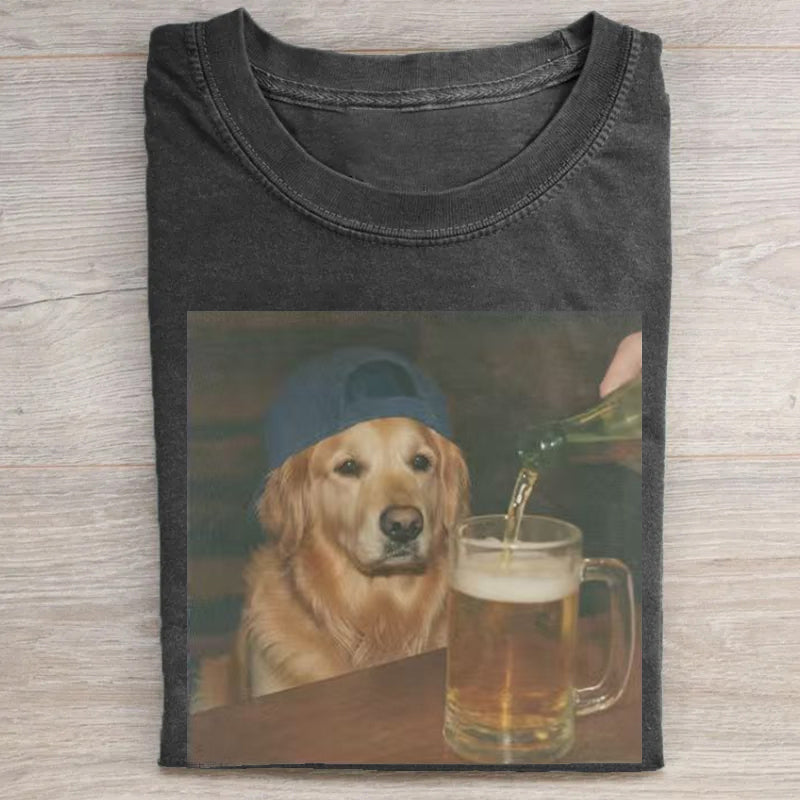 Funny Golden Retriever Drinking Beer T-shirt