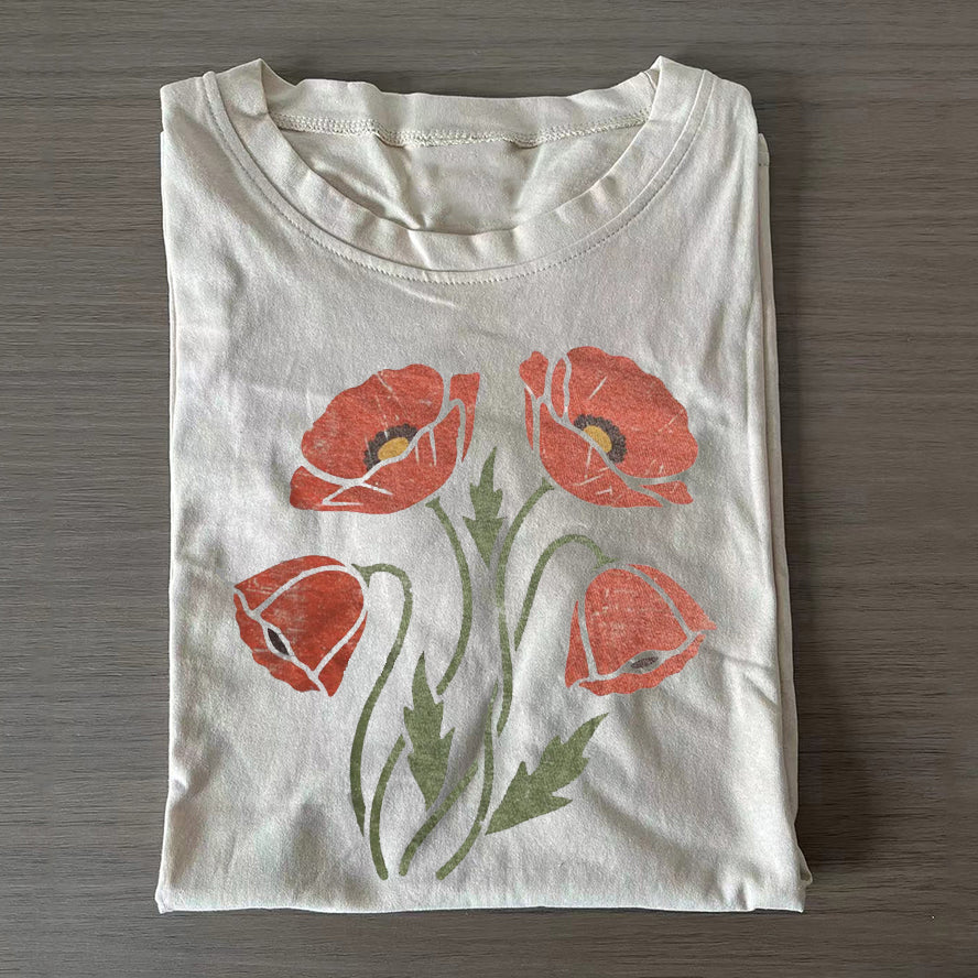 Vintage Poppy Flower Graphic T-shirt