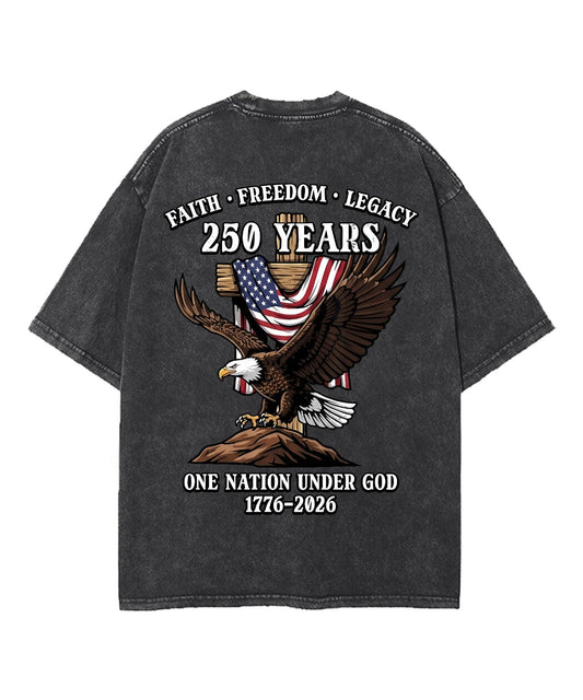 250 Years America Anniversary Double Sided Unisex Washed Christian T-shirt