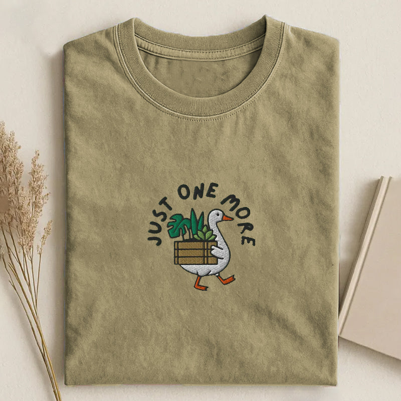 Goose with Houseplant Embroidered T-shirt