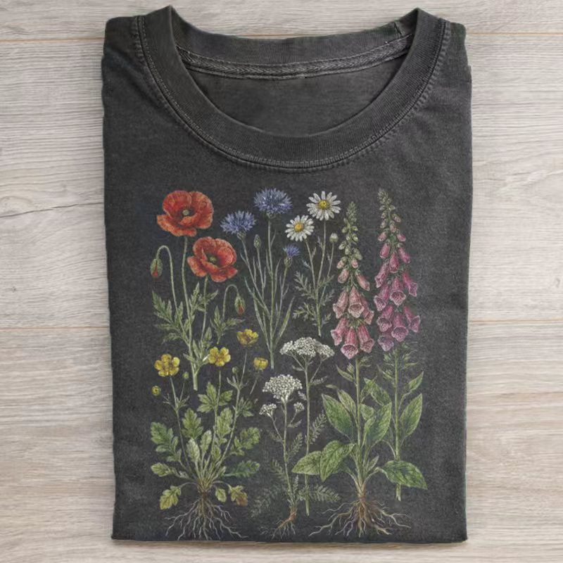 Vintage Wildflower Botanical Graphic T-shirt
