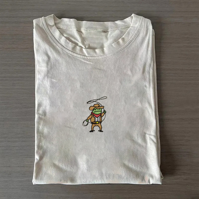 Frog Western Embroidered T-shirt
