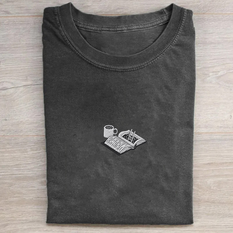 Book Lover Embroidered T-shirt