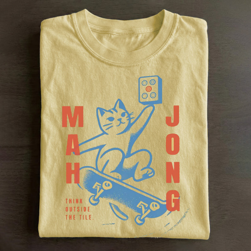 Mahjong Cat Skateboard T-shirt