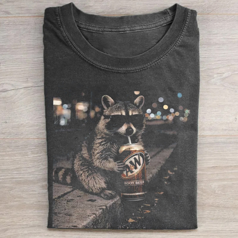 Raccoon Drinking Beer T-shirt